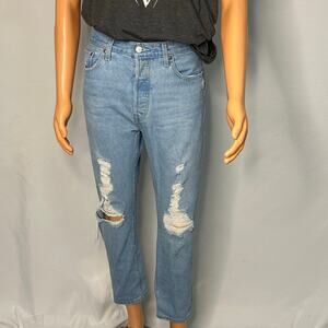 Levi’s 501 Jeans Waist 29 Light Wash Distressed Straight Leg 501 Premium
